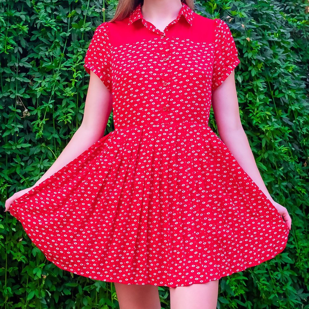 Bold, vintage-inspired, collared dress.